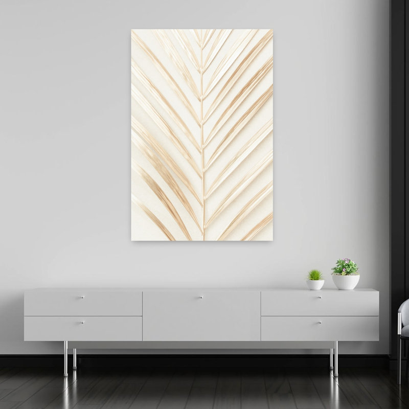 Impression sur toile naturelle de palmier naturel délicat, minimaliste et minimaliste, H 60 po x l 40 po
