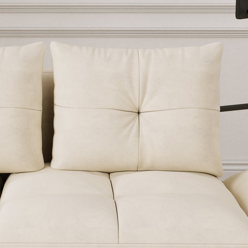 Versatile Convertible Sofa Chair with USB port and Phone Holder, Beige