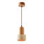 Lustre réglable élégant, structure en bois avec capuchon en travertin, 12 po x 7,5 po | Hauteur réglable de 9,4 à 60,6 pouces | 1 x douille E27 (40 W maximum, ampoule non incluse) | Finition beige et chêne, parfaite pour le salon et la salle à manger-365431190-365431406