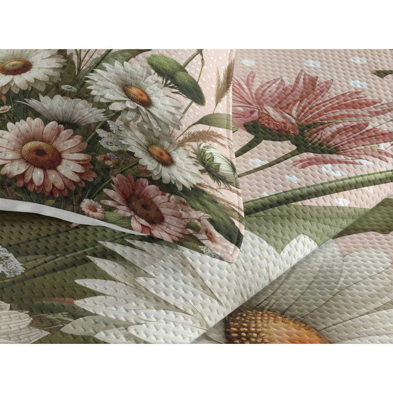 Polyester Floral Coverlet, Queen Coverlet + 2 Standard Shams