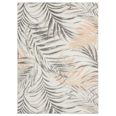 Tapis intérieur / extérieur en polypropylène tissé à la machine abstrait ivoire / rouille