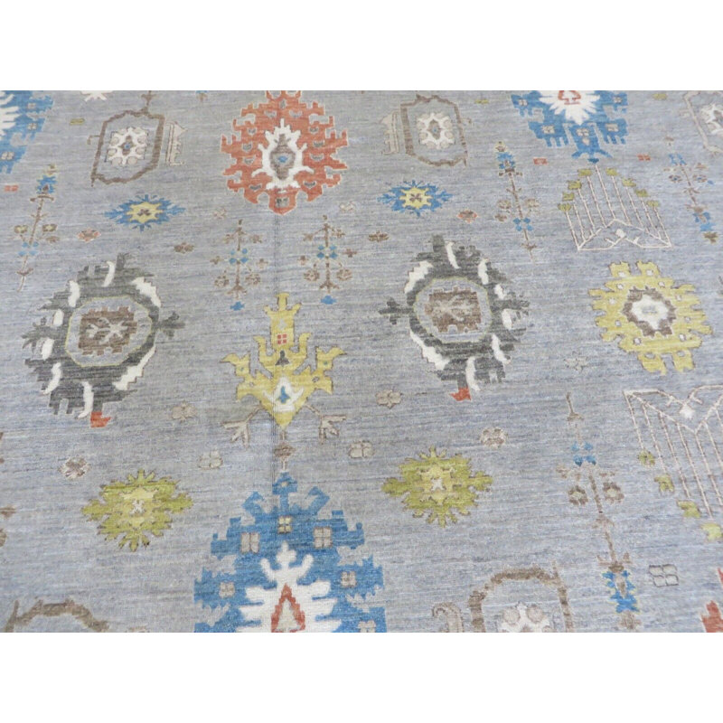 Tapis oriental gris fin noué à la main 11 pi 10 po x 14 pi 11 po B333248D7FE04BEFB53AC548FE4E631A