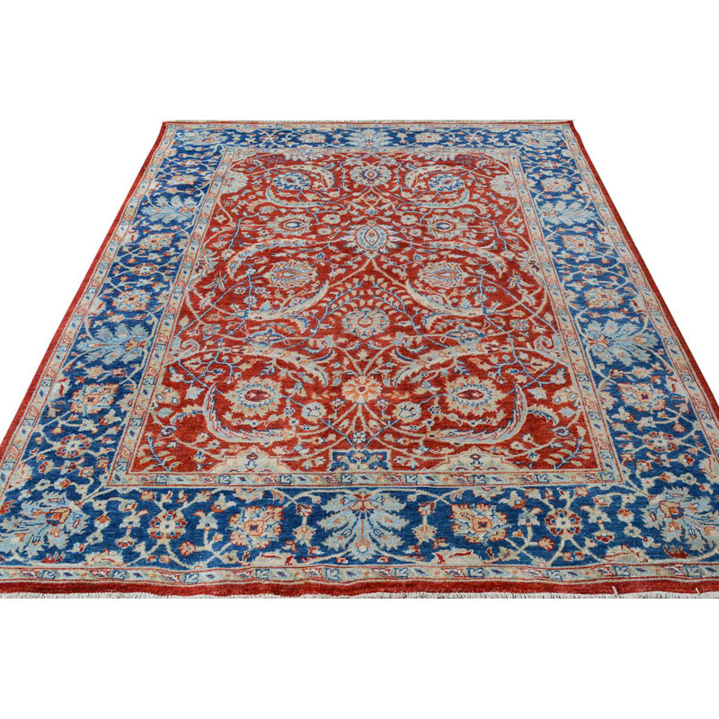 Tapis unique rouille / bleu 6 pi x 7 pi 11 po Dorn