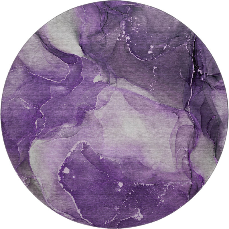 Premium Machine Washable Cerrito AMF522 Purple Rug, Round 8'