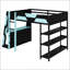 Lit mezzanine double avec bureau intégré, tablettes et lumières DEL pour jouer et étudier-511312093