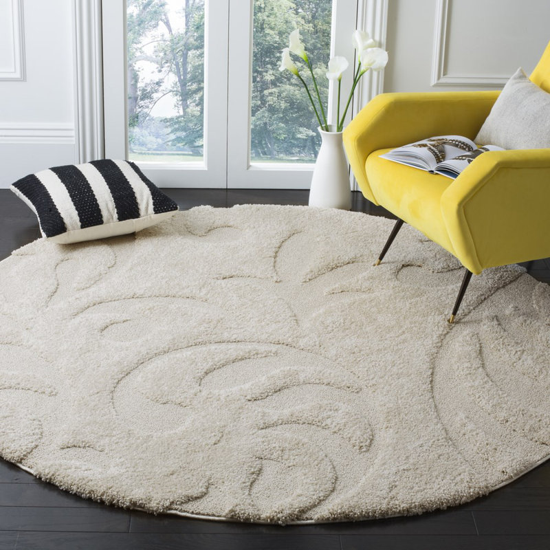 Diederich Florida Shag Performance Solid Color Rug, Round 6'7"