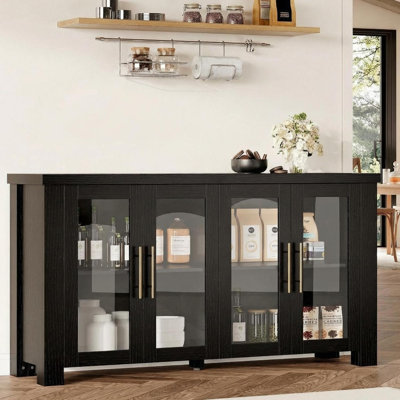 Buffet Cabinet with Tempered Glass Doors, 33-59" Sideboard Credenza for Living & Dining Room
