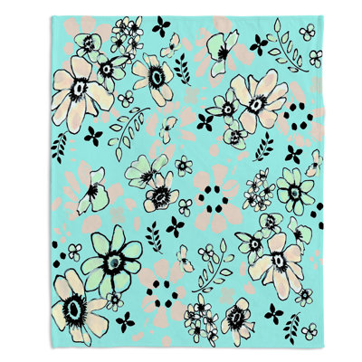 Couverture sherpa douce doodles blue