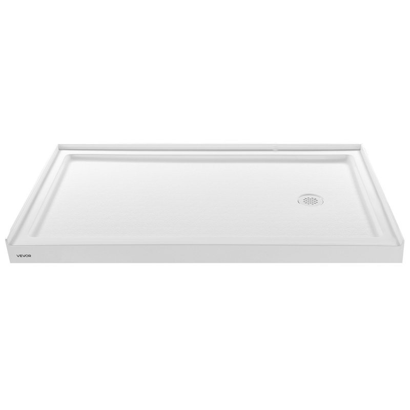 Shower Pan, 60″ L X 36″ W Single Threshold Shower Base, Rectangle Acrylic And PVC Showering Base In White, Slip-Resistant Showering Pan Bases With Drain And Cover For Bathroom, Right Drain Location