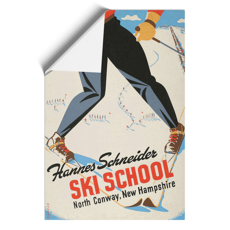 Vintage Skiiing Advertisement - Frameless Print, 30cm H x 21cm W x 0.1cm D