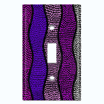 Metal Light Switch Plate Outlet Cover (Safari Pattern African Tribal Dot Art Stripes Purple   - Single Toggle)
