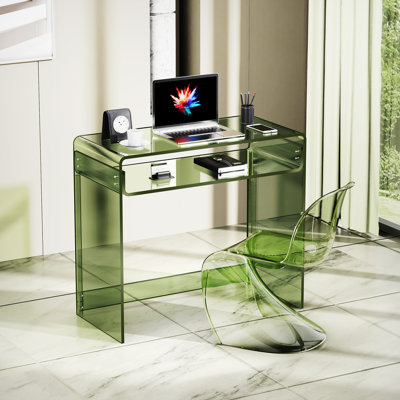 Diane 33.5'' W Rectangle Writing Desk, Modern Rectangle Acrylic Side Desk
