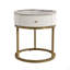 Table de chevet moderne 19,68 pouces avec tiroir, table de bout ronde en marbre avec rangement, table d'appoint pour le salon et la chambre à coucher