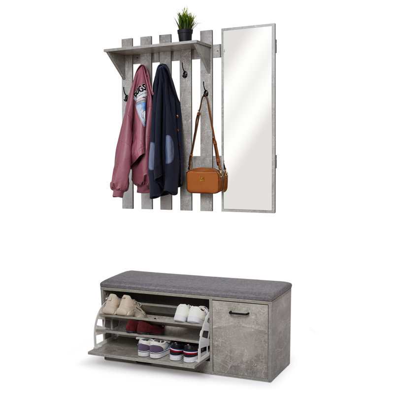 9 Pair Shoe Storage Cabinet, Grey