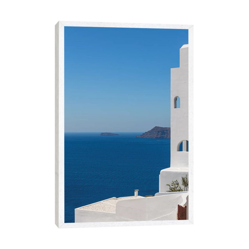 Santorini And The Mediterranean by Alexandre Venancio - Print on Canvas, 101.6 cm H x 66.04 cm W, White Framed