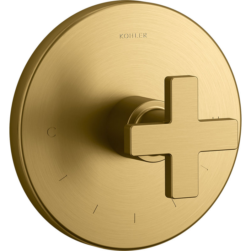 Composed® Thermostatic Faucet Trim with Cross Handle, Brushed Brass