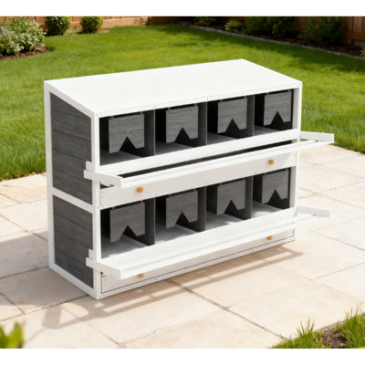 Chicken Nesting Box, 8 Compartment Wood Laying Boxes for Chicken Coop