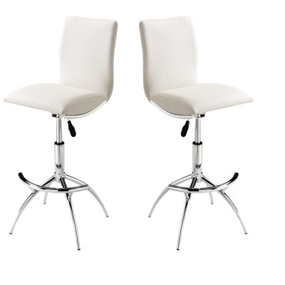 2 chaises de bar modernes à hauteur ajustable, blanc doux texturé, base, siège pivotant, 2 tabourets rembourrés, revêtement texturé, fabrication en métal, hauteur, rembourrage en mousse confortable