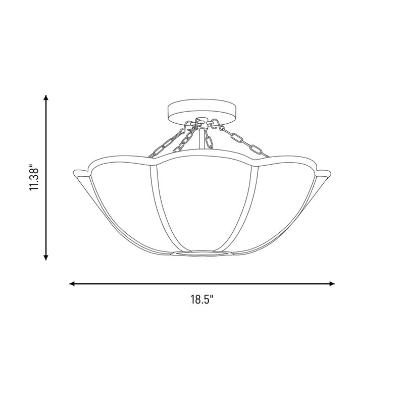 2 - Light Semi Flush Mount, Aged Iron