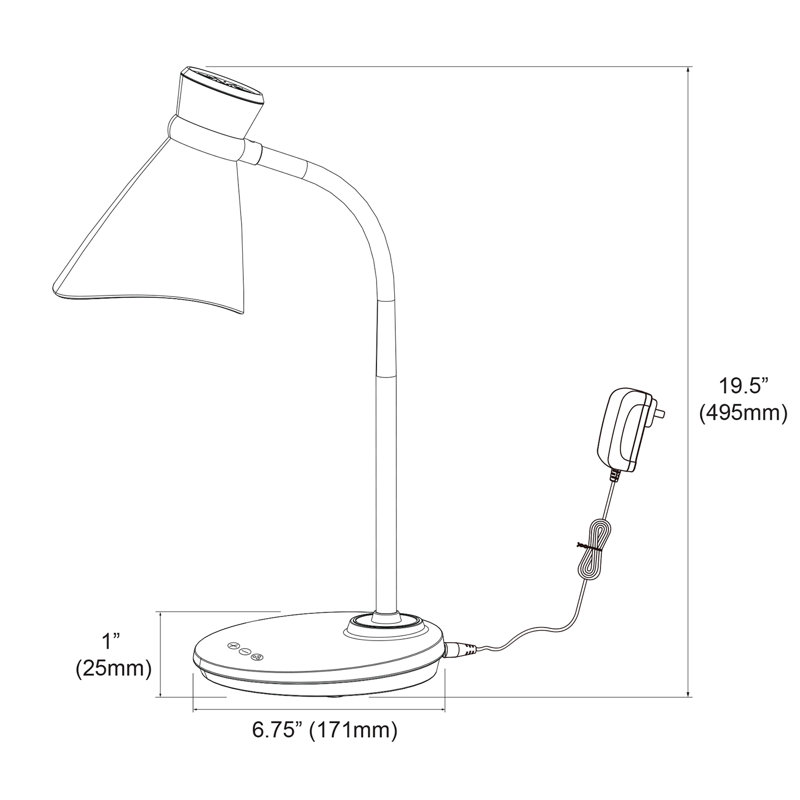 Lampe de bureau 16 po Crain, Argent, Noir