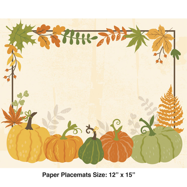 Fall & Thanksgiving Paper Placemats, 24 ct