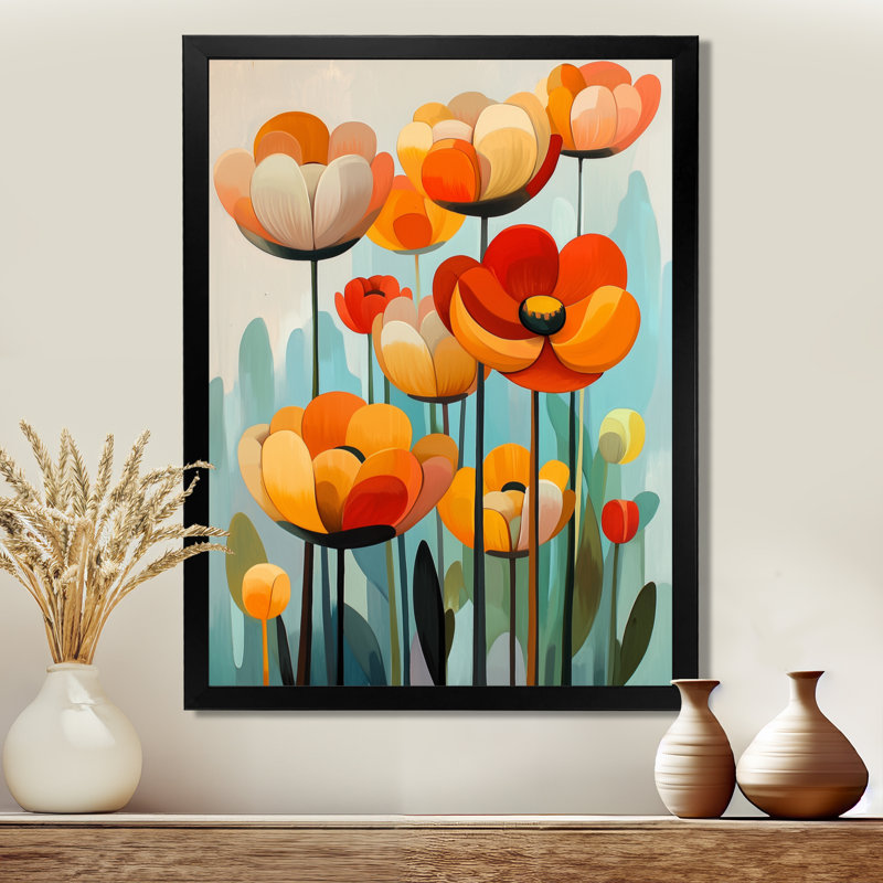 Beckey - Floral Canvas Art Print, Black, 20" H x 12" W, Single Picture Framed Print