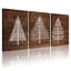 Arbre de Noël à motif de grain de bois, toile tendue sur toile, ensemble de 3 pièces pour le salon, la chambre à coucher et la décoration intérieure-1507204026