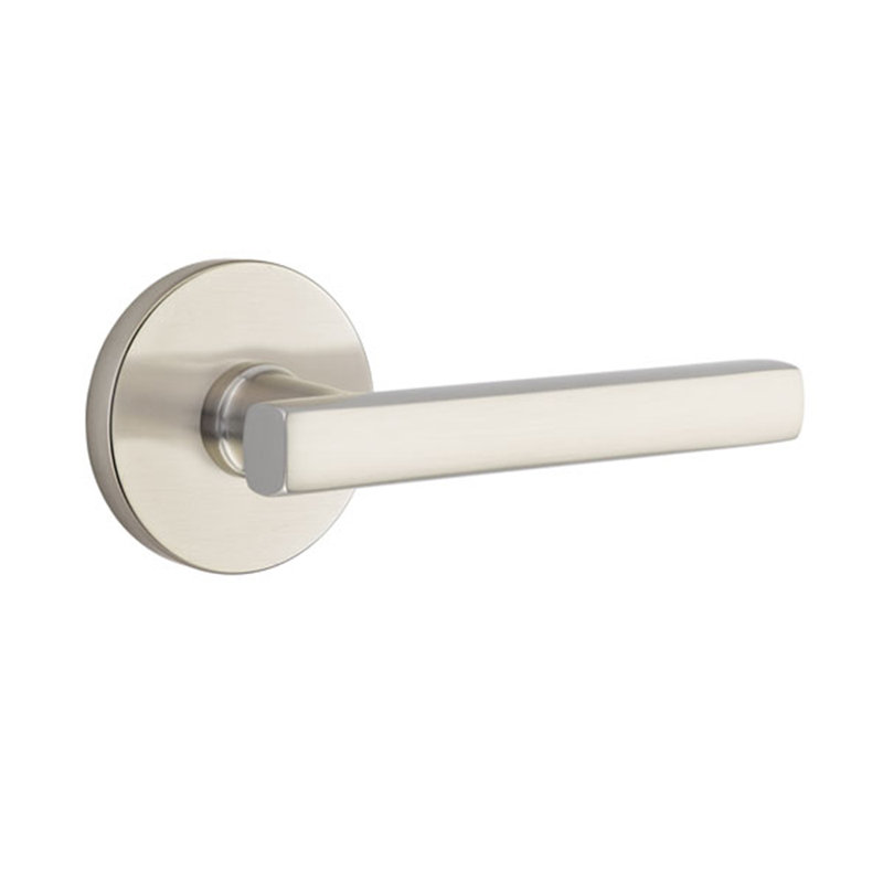 Freestone Flat Passage (Hall & Closet) Door Lever with Round Rosette, Right, Satin Nickel