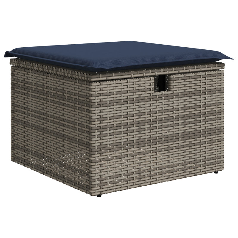 vidaXL Sofa Set with Cushion Manual 6 pcs Grey and Navy Poly Rattan, Gray
