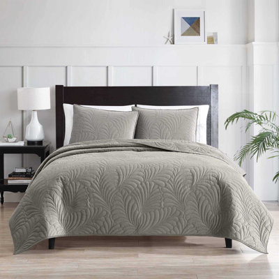 Marci 3 pc Queen Silver Coverlet Set