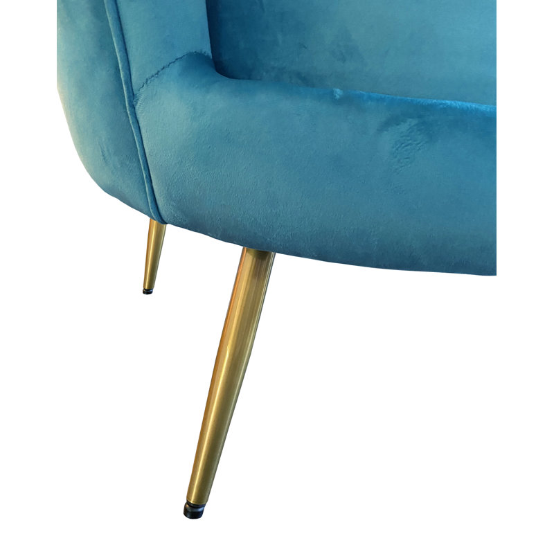 Emma Tufted Wingback Chair, Aqua Velvet