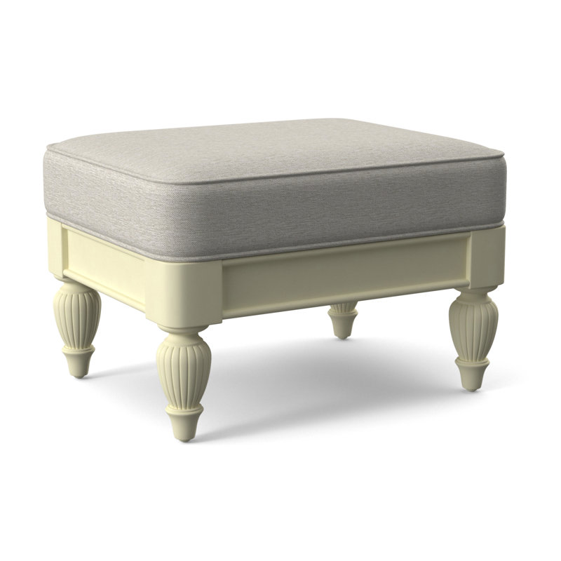 Grand View Ottoman, White Performance Fabric; 0851-94, Antique Black Finish