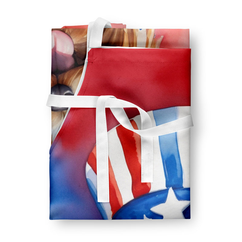 Patriotic American Apron, Brown Yorkshire Terrier
