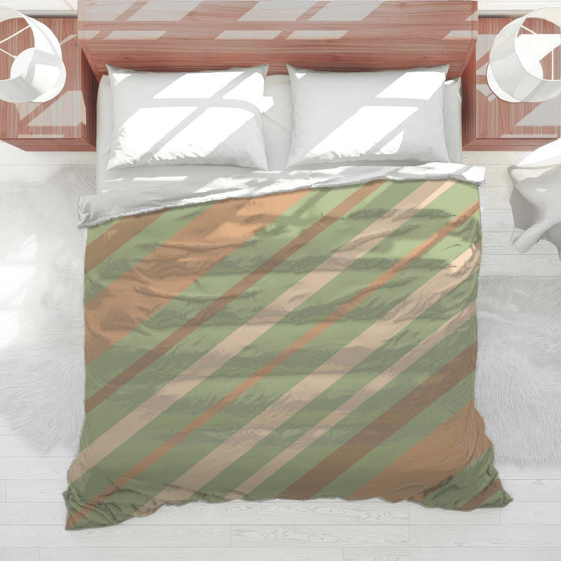 Édredon beige à rayures diagonales, Simple extra long