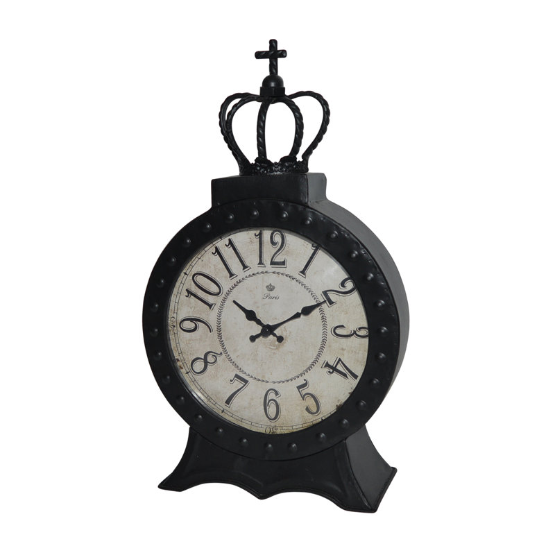 Horloge de table analogique traditionnelle en métal, Rouge