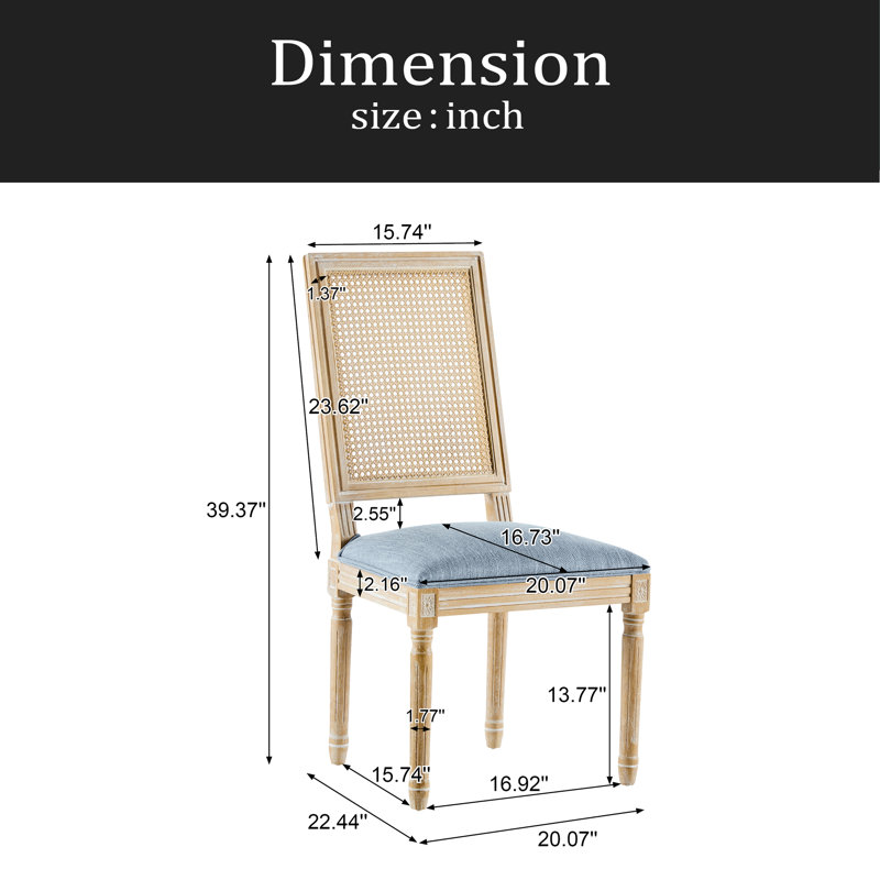 [Set Of 2] French Country Dining Chairs, Blue