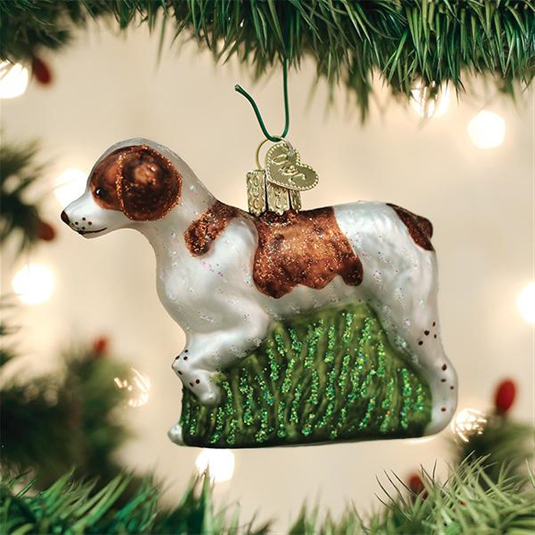 Brittany Spaniel Hanging Figurine Ornament Old World Christmas
