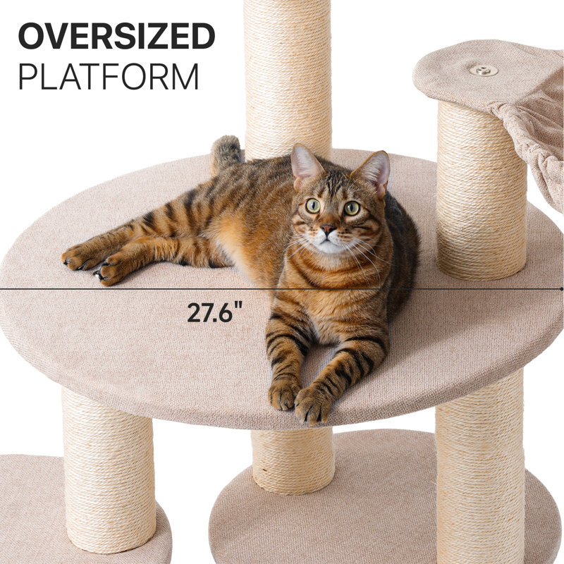 Modern 65''H Extra Large Multi-Function Cat Tree for Big Cats&MaineCoon, Beige
