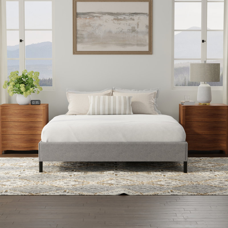 Full Size Black And Gray Bed Frame Foundation, Suitable For Standard Mattresses, Merges Durability Universal Compatibility, Supports 1000 Lbs Works Well With , Affordable, Tool - Assembly