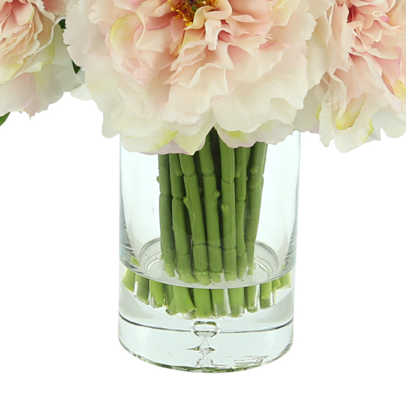Peony Bunch In A Glass Vase With Bubble