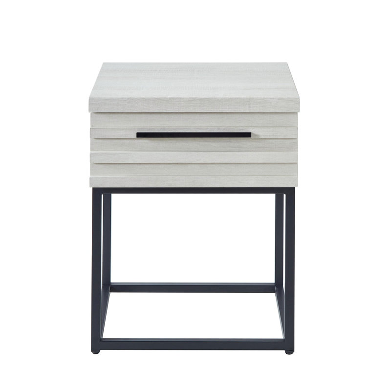 Storage End Table, White