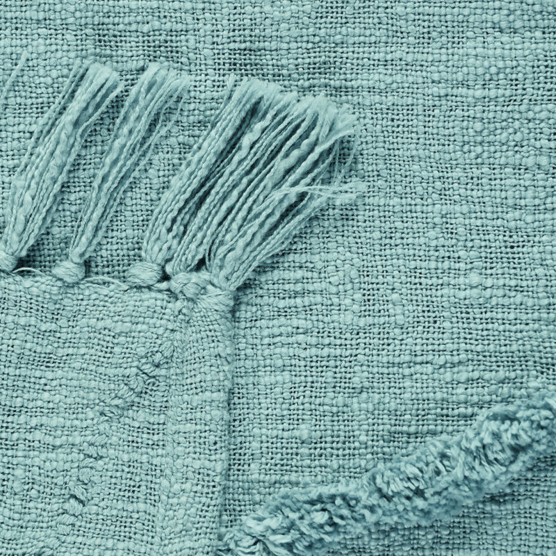 Jeté en coton tissé crème, Bleu sarcelle