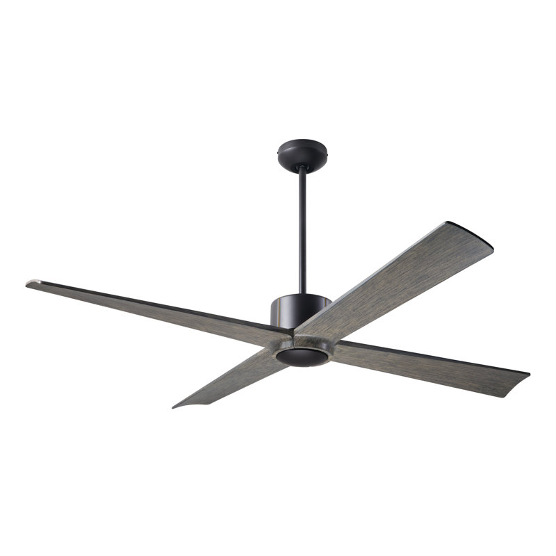 Nouveau Downrod Ceiling Fan, Graywash, Dark Bronze/Brass, Wall Control