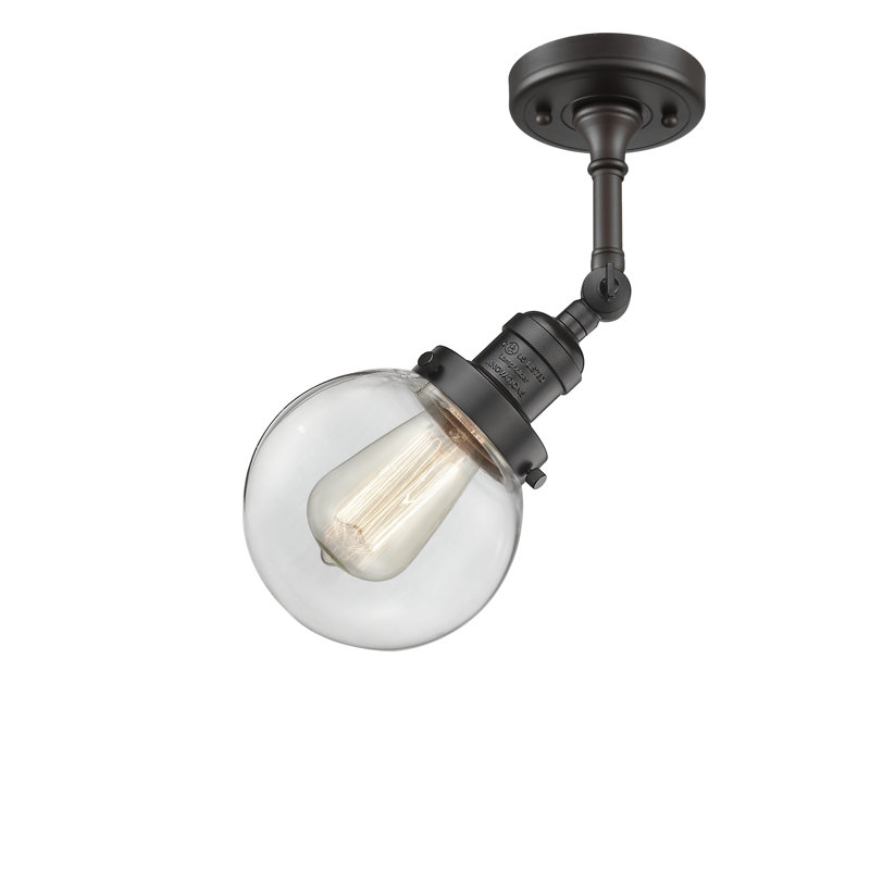 Clementina Glass Semi Flush Mount, Clear, Oil Rubbed Bronze, 16.25" H x 8" W x 8" D