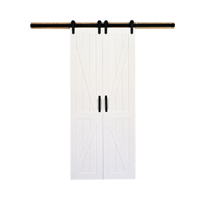 84'' Solid Wood Paneled without Installation Hardware Kit Barn Door