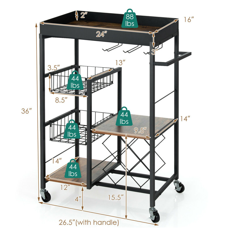 Chariot de cuisine 26,5 po