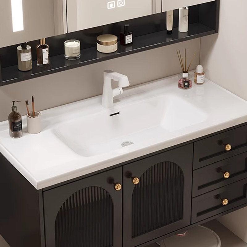French style simple black bathroom cabinet