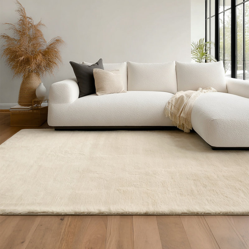 Tapis crème lavable à la machine Argo, Crème, 6'7" x 9'0"