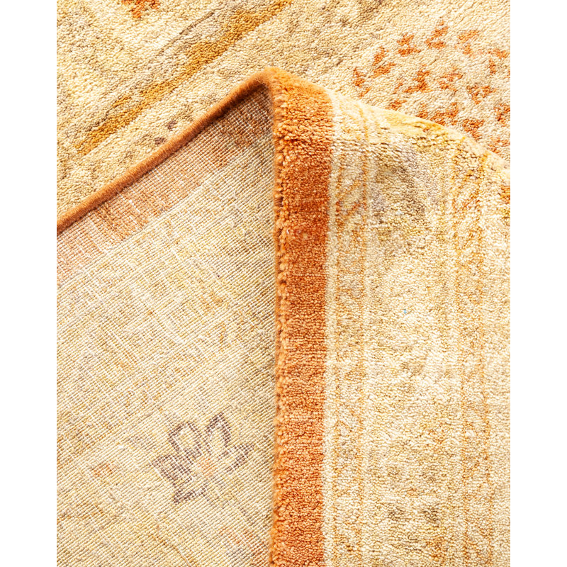 Tapis brun noué à la main de conception unique et unique 8 pi 2 po x 10 pi 5 po Oakhur