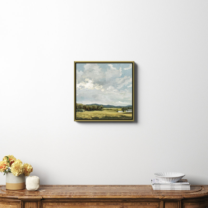 «Nice View No 8» encadré par Miss Mustard Seed, peinture, H 20 po x l 20 po x P 2 po, Toile avec cadre doré, Non